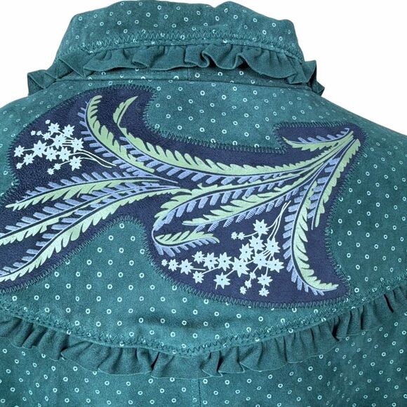 NWT Zara Woman Green Lambskin Embroidered Jacket M - Picture 11 of 16